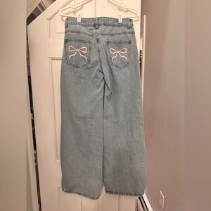 Edited pink bow jeans